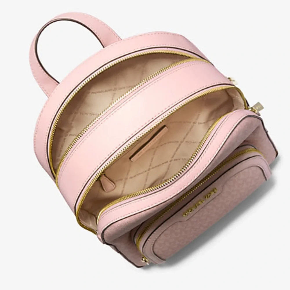 MICHAEL KORS Jaycee Medium Signature Logo Backpack POWDER BLUSH NWT